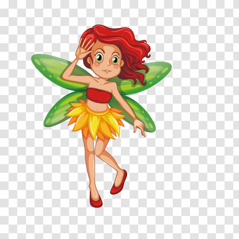 Fairy Royalty-free Flower Fairies Illustration - Fruit - Vector Painted Green Fashion Red Hair Wings Elf Transparent PNG