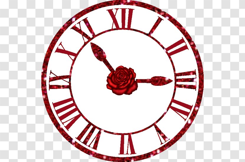 Station Clock Movement Quartz Face - Wall - Red Roses Ancient Roman Numeral Transparent PNG