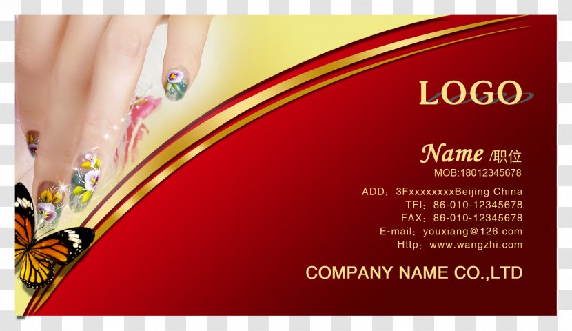 Business Card Beauty Parlour Hairdresser Visiting Long Hair - Advertising - Nail Transparent PNG