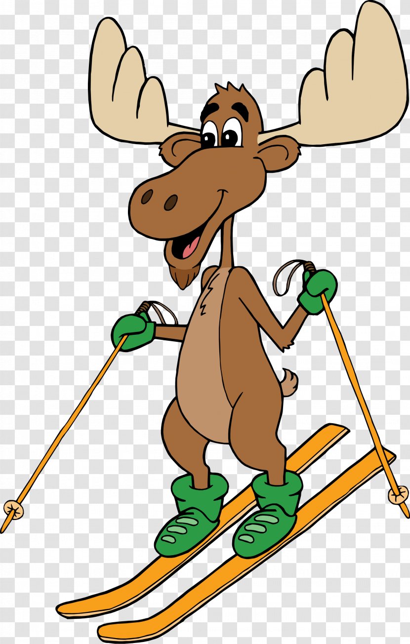 Moose Skiing Sport Clip Art - Mammal Transparent PNG