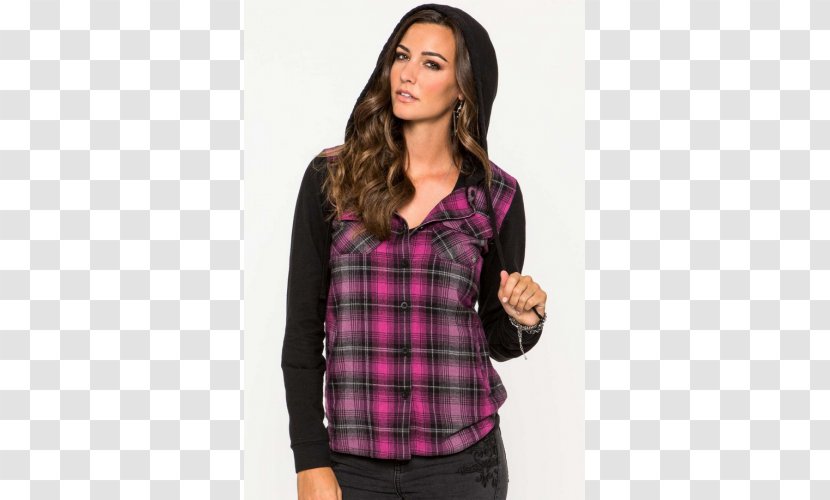 Tartan Sleeve Shoulder Blouse - Metal Mulisha Transparent PNG