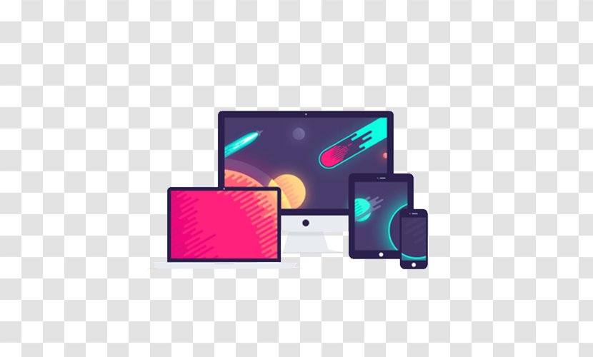 Space Dribbble Illustration - Technology - Hand-painted Flat Computer Material Transparent PNG