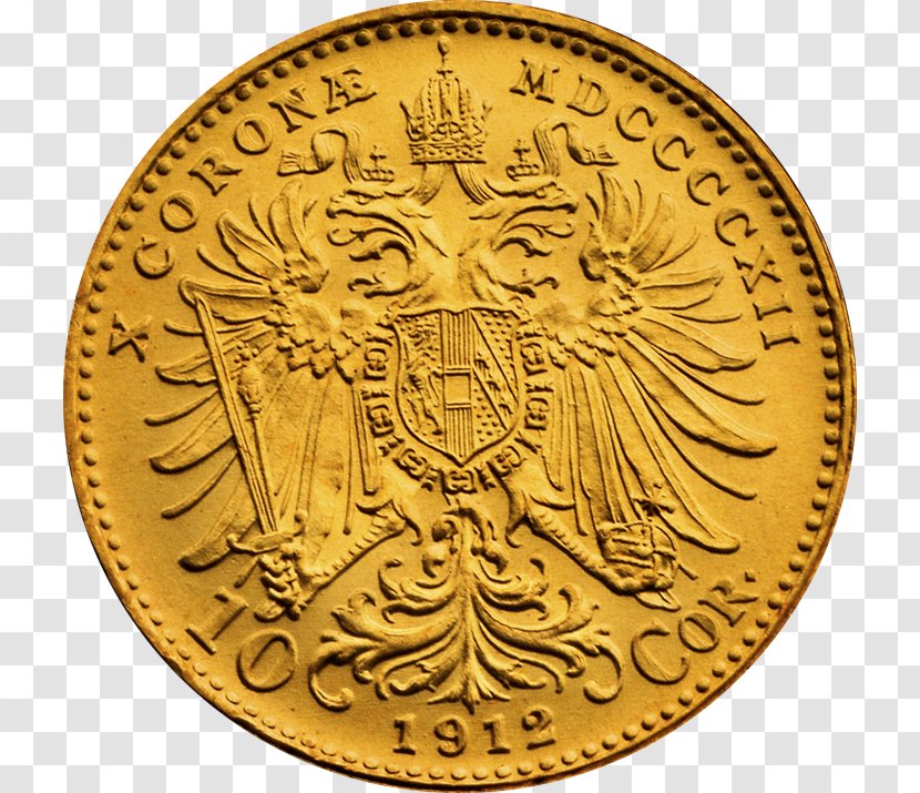 Gold Coin Austria-Hungary Czech Koruna - Metal Transparent PNG