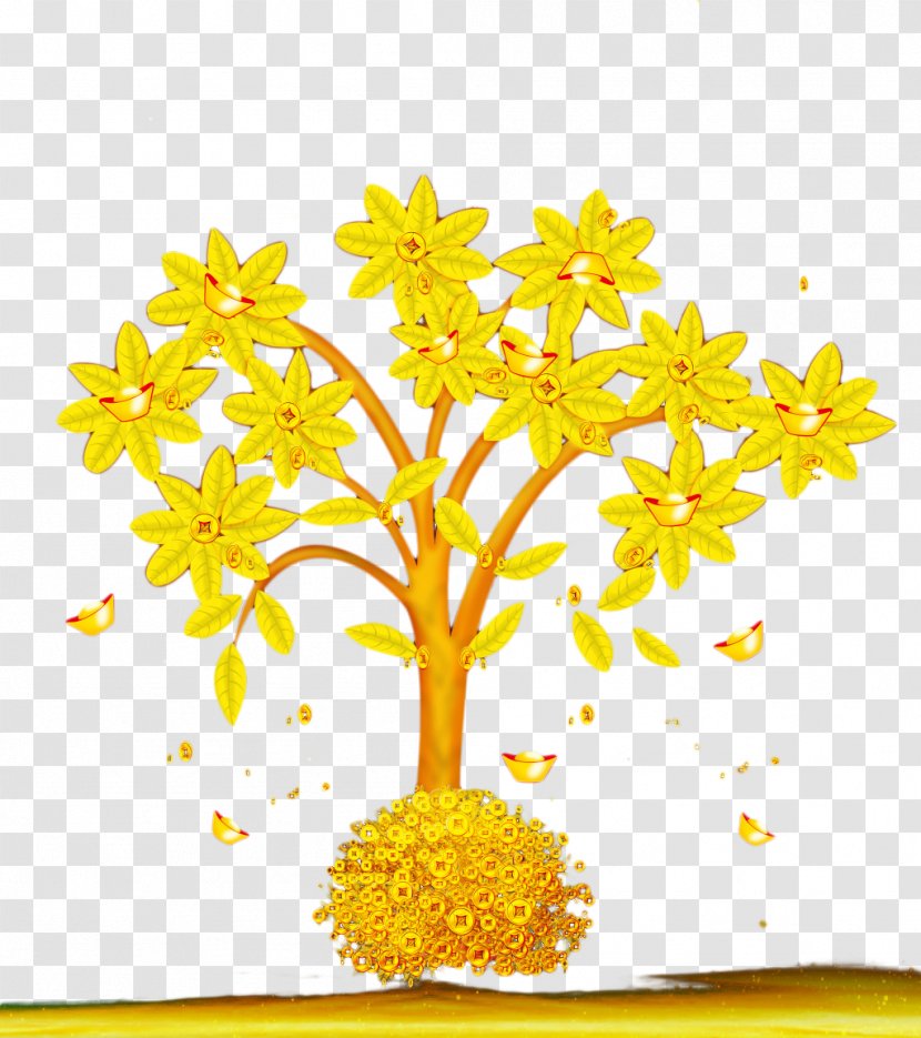 Graphic Design Template Clip Art - Tree - Gold Transparent PNG