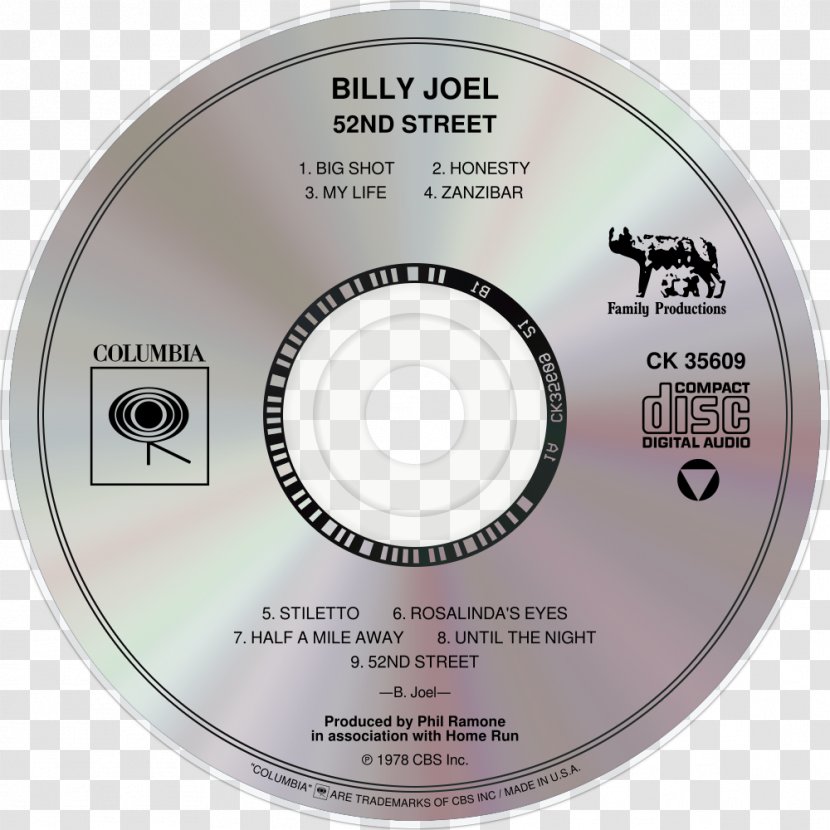Compact Disc 52nd Street Album Piano Man Big Shot - Frame - Billy Joel Transparent PNG