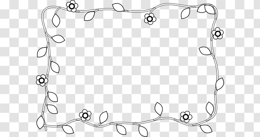 Line Angle Point White - Black - And Flower Border Transparent PNG