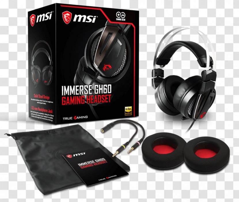 Immerse GH70 GAMING Headset Microphone Headphones MSI GH60 - Peripheral Transparent PNG