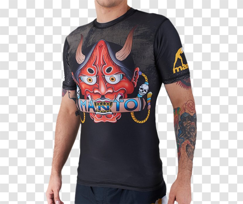 Long-sleeved T-shirt Rash Guard Hannya - Grappling Transparent PNG