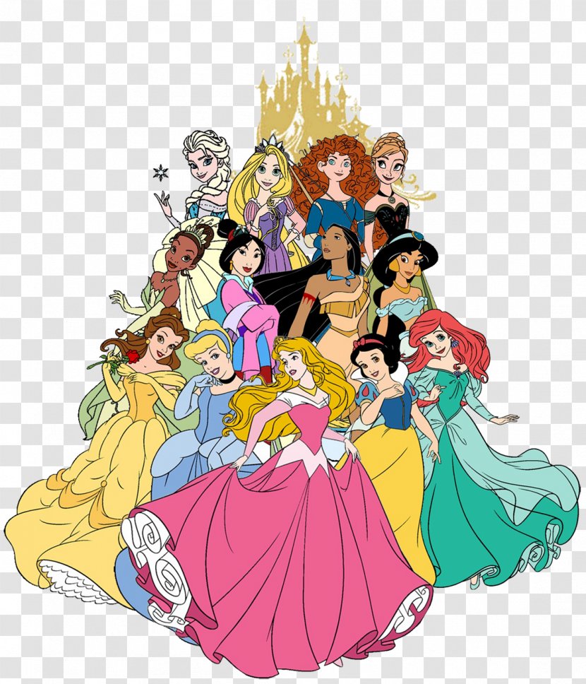 Ariel Elsa Sleeping Beauty Castle Cinderella Pocahontas - Silhouette - Disney Cliparts Transparent PNG