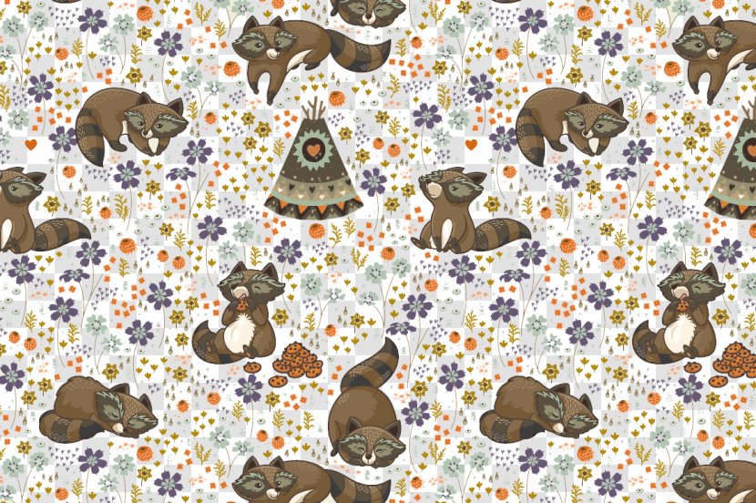 Royalty-free Stock Illustration - Fauna - Hand-painted Flowers Raccoon Tent Transparent PNG