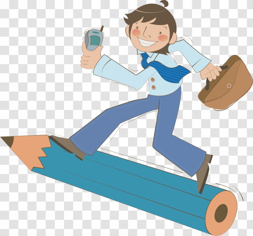 Pencil Illustration - Sports Equipment - Stepping Office Boy Vector Transparent PNG