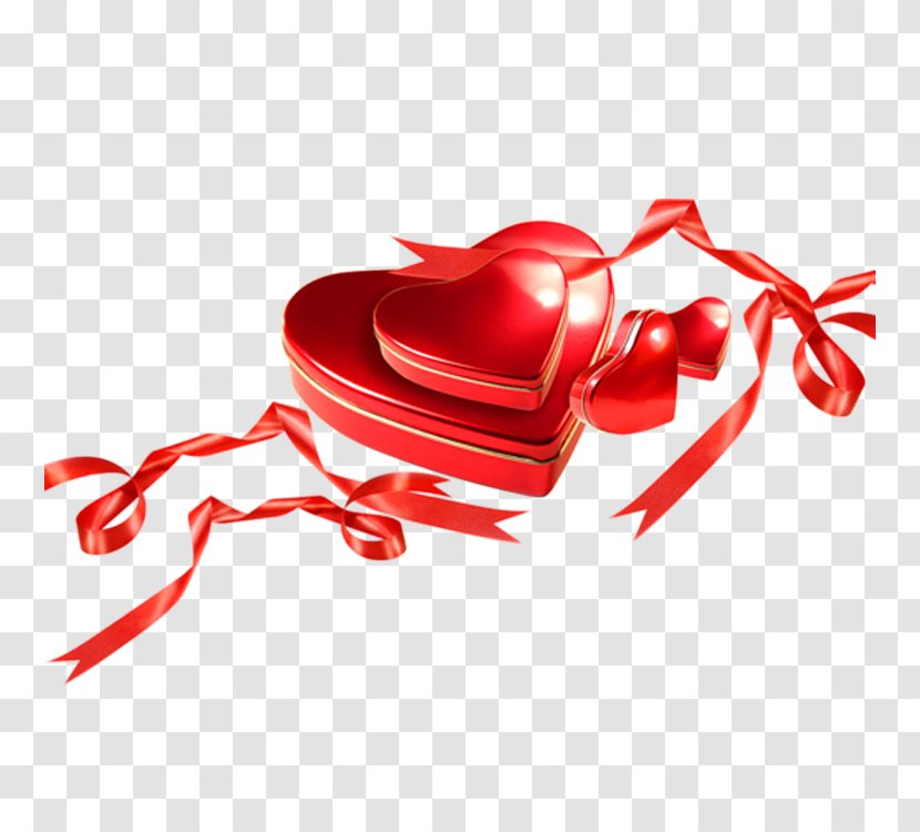 Valentines Day Heart Gift - Red Ribbon Transparent PNG