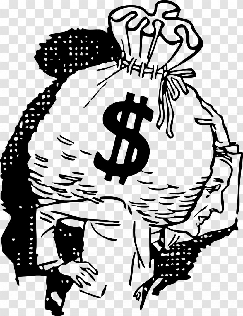 Money Bag Finance Clip Art - Horse Like Mammal - Black And White Drawing Transparent PNG