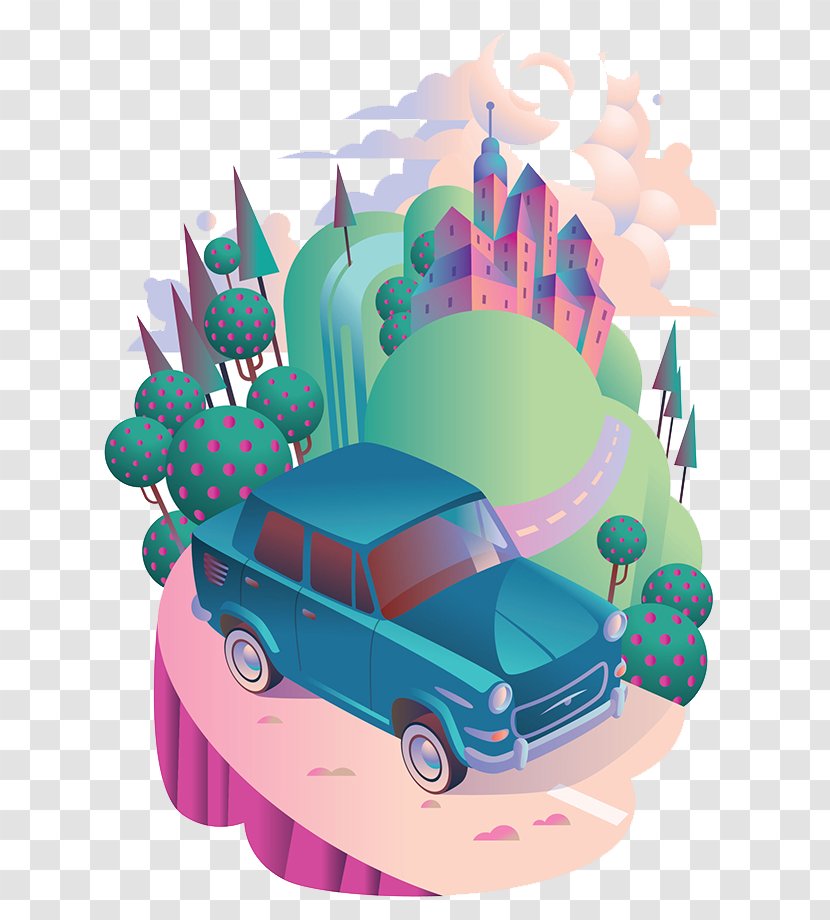 Adobe Illustrator Illustration - Art Director - Creative Hand-painted City Car Transparent PNG