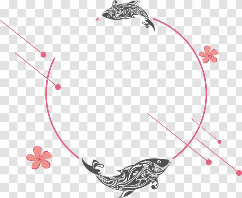 Poster - Watercolor - Carp And Circle Background Decoration Transparent PNG