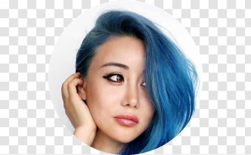 Wengie Hair Coloring Blue Hairstyle - Close Up Transparent PNG