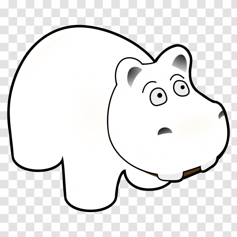 Hippopotamus Black And White Giant Panda Line Art Clip - Silhouette - Hippo Transparent PNG