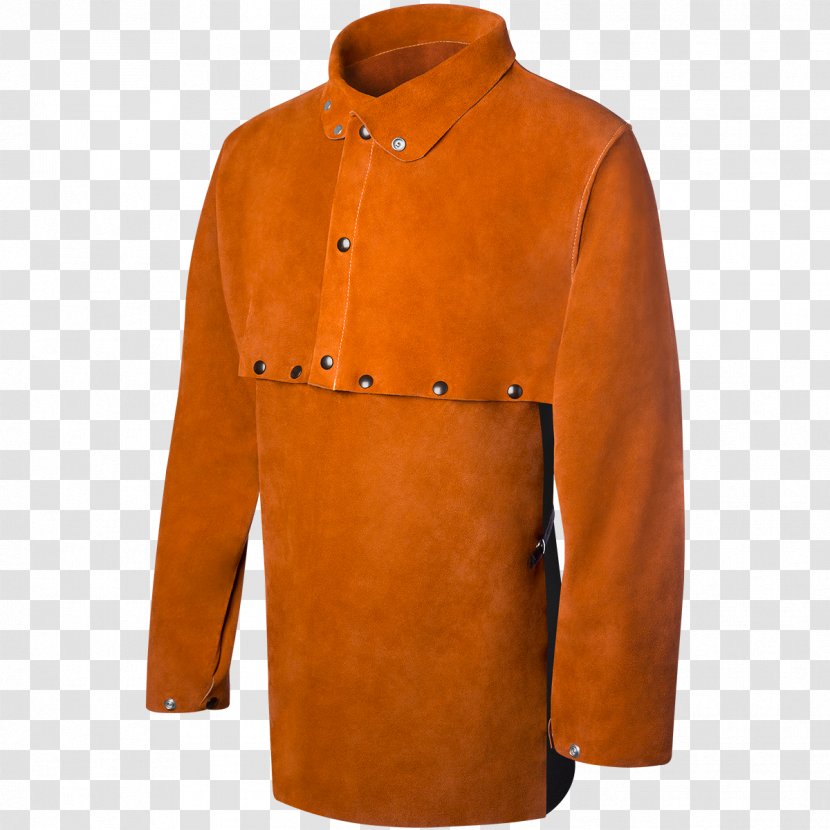 Sleeve Welding Jacket Leather Cowhide - Snap Fastener Transparent PNG