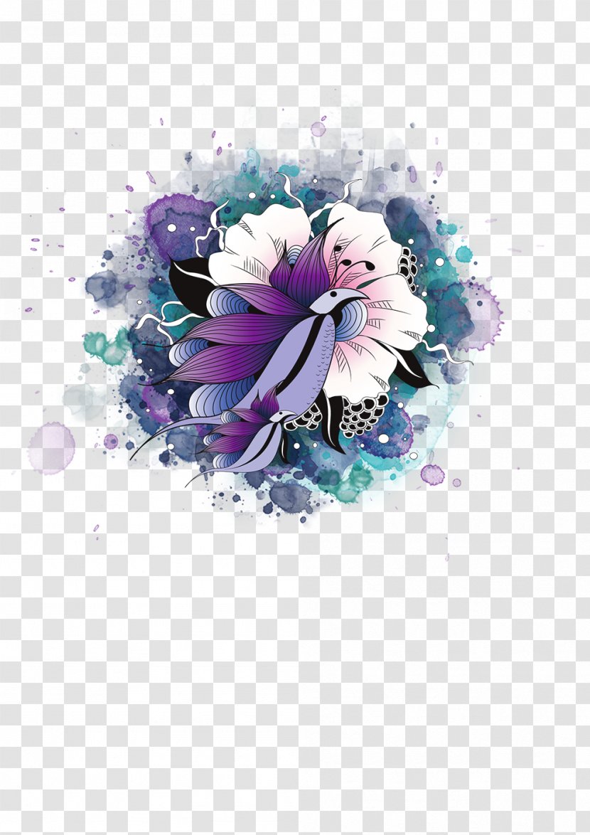 Flower Floral Design Illustration Petal Rose - Purple - Cantonese Transparent PNG