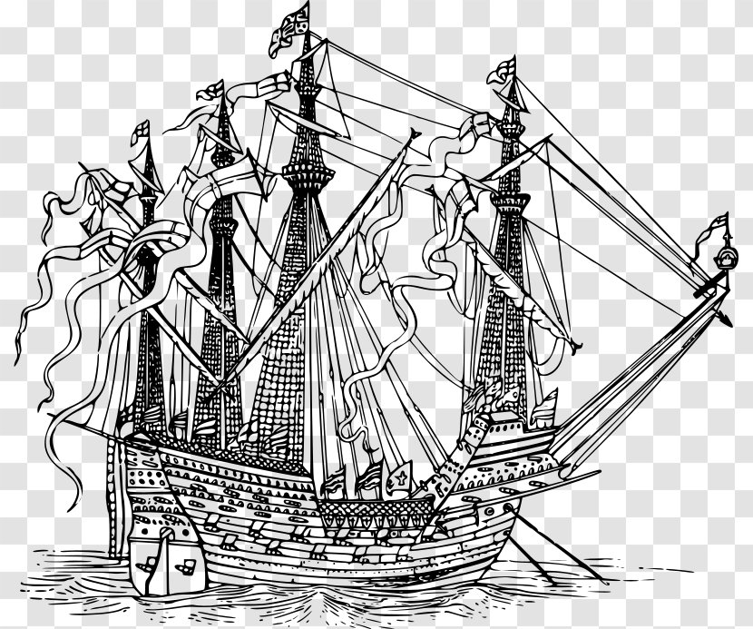 Drawing Sailing Ship Clip Art - Naval Architecture Transparent PNG