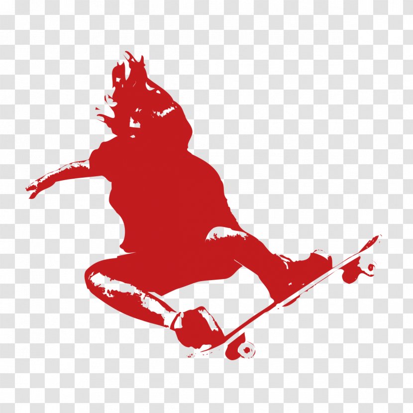 T-shirt Skateboarding Postcard Skate Shoe - Vertebrate - Surf Red Silhouette Transparent PNG