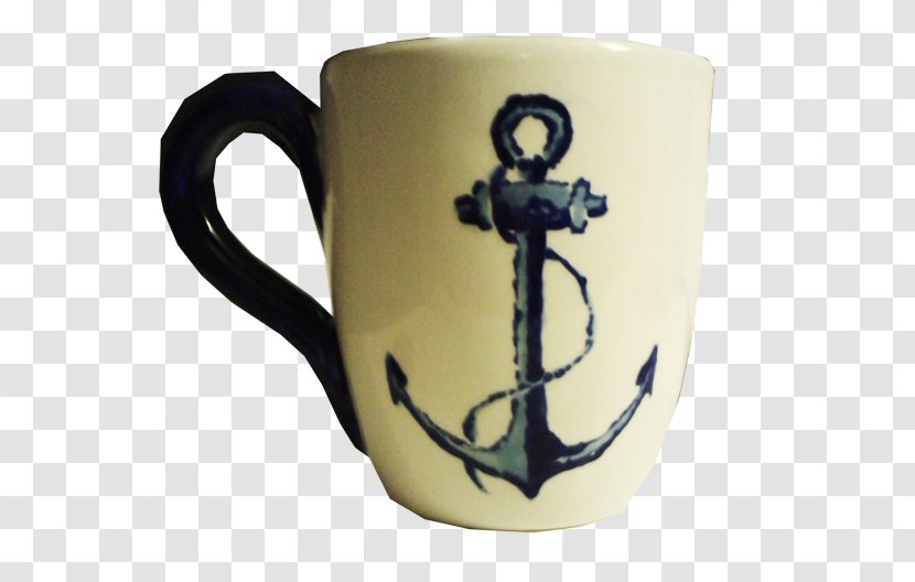 Coffee Cup Ceramic Mug - Hand Painted Anchor Transparent PNG