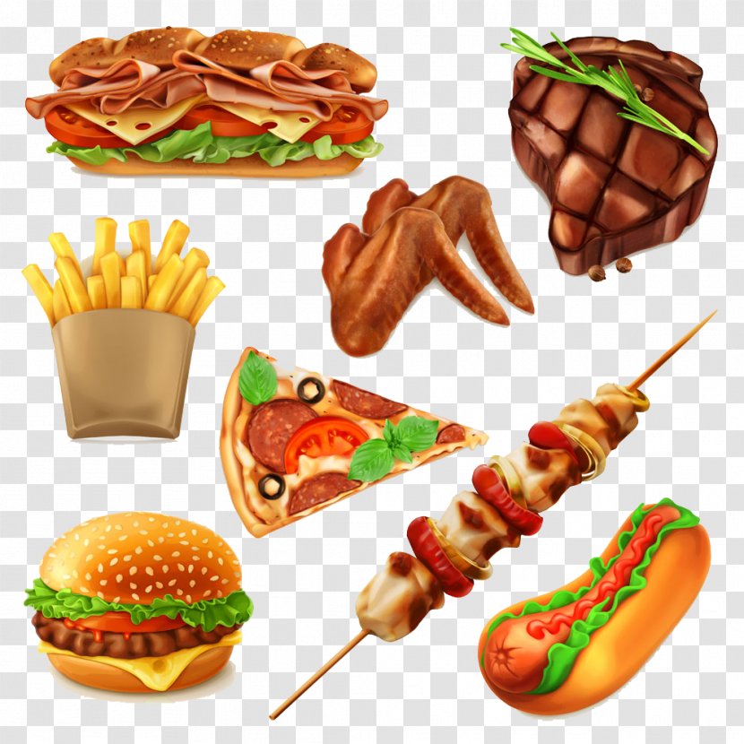 Hamburger Fast Food Pizza Drawing - Garnish - Burger Photos Transparent PNG