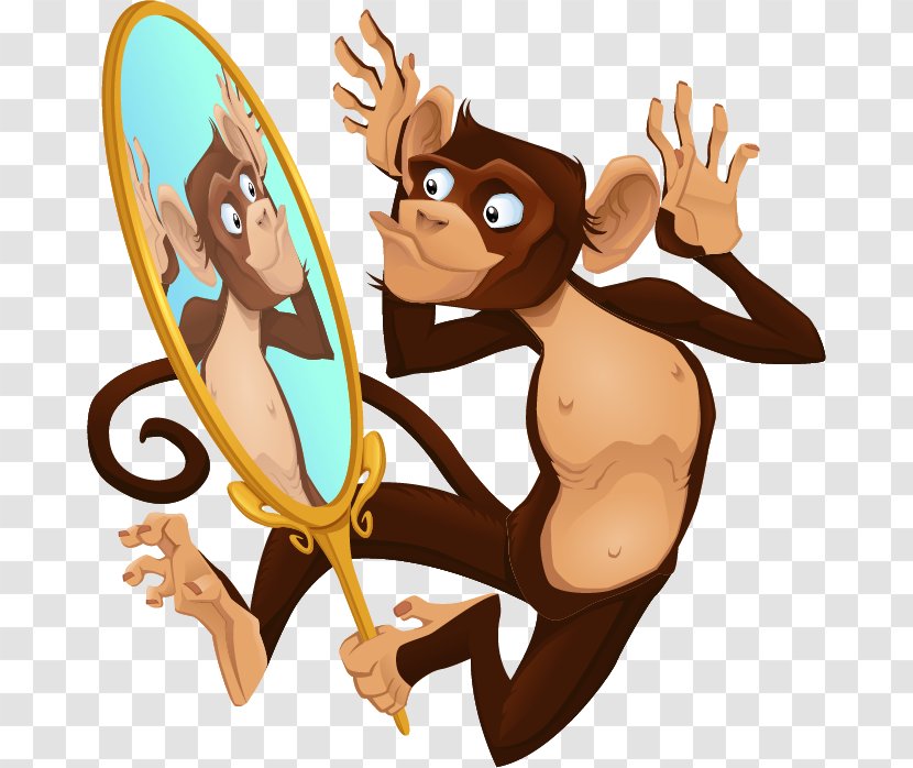 Cartoon Monkey Mirror Illustration - Hand Transparent PNG