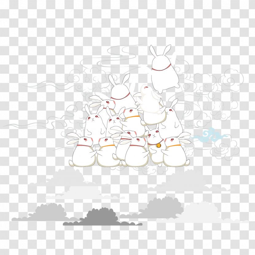 Mid-Autumn Festival European Rabbit Illustration - Rectangle - MidAutumn In The Sky A Bunch Of Material Transparent PNG