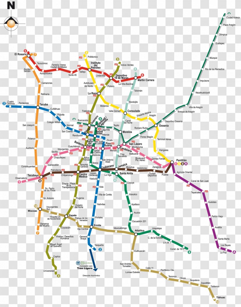 Rapid Transit Metro Coyoacán Mexico City Map - Public Transport Transparent PNG
