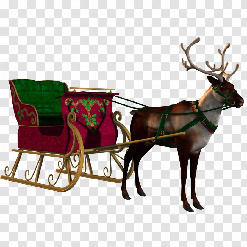 Santa Claus Village Reindeer Sled Christmas - Santa's Sleigh Transparent PNG