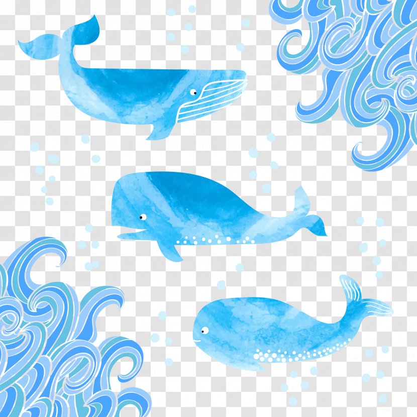 Marine Mammal Whale Clip Art - Blue - Decorative Transparent PNG