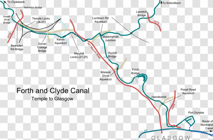 Forth And Clyde Canal River Falkirk Wheel Monkland - Map Transparent PNG