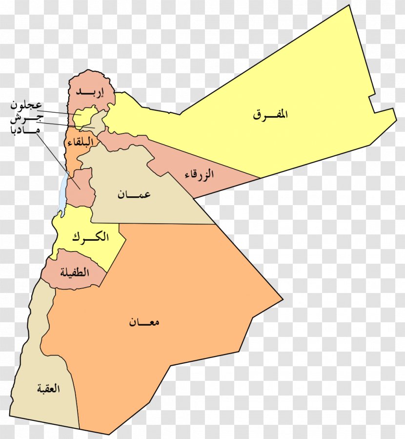 Mafraq Governorate Jordan River Pella, Map Governorates Of - Cartoon Transparent PNG