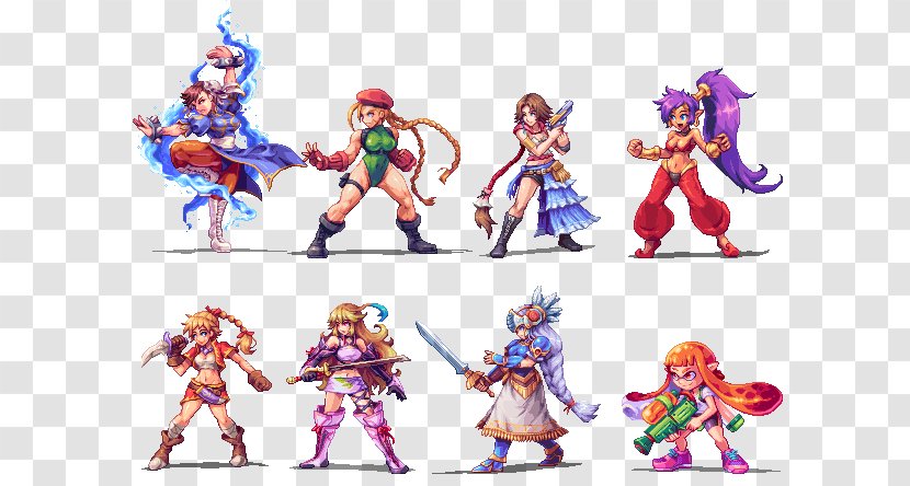 Pixel Art Character Video Game - Model Sheet - Chrono Cross Transparent PNG