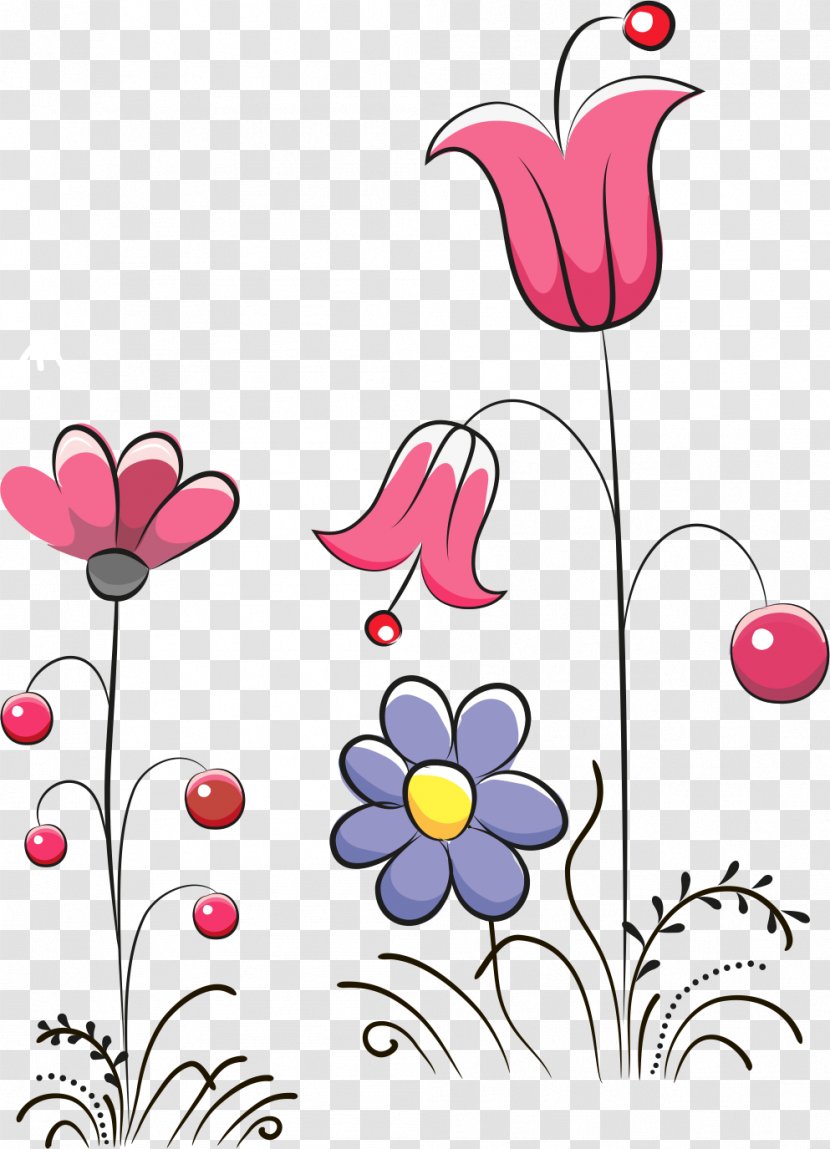 Cartoon Floral Design Illustration - Area - Tulip Transparent PNG