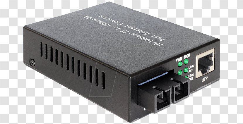 Fiber Media Converter 100BASE-FX Optical 100BASE-TX Twisted Pair - Transmission - USB Transparent PNG