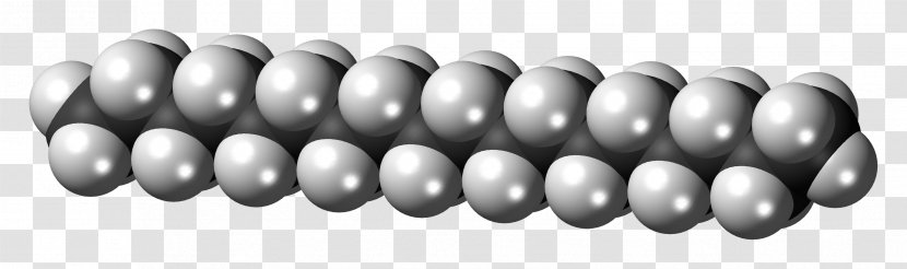 Hexadecane Molecule Fatty Acid Chemistry Pentadecane - Spacefilling Model - Carbon Atom Black And White Transparent PNG