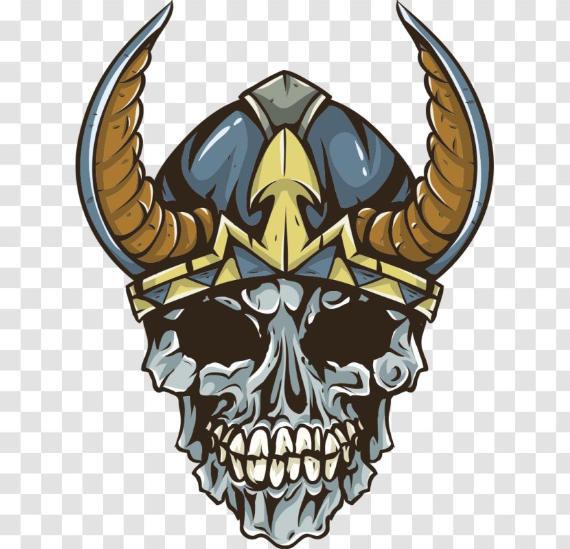 Skull Horn Viking Clip Art - Fictional Character Transparent PNG