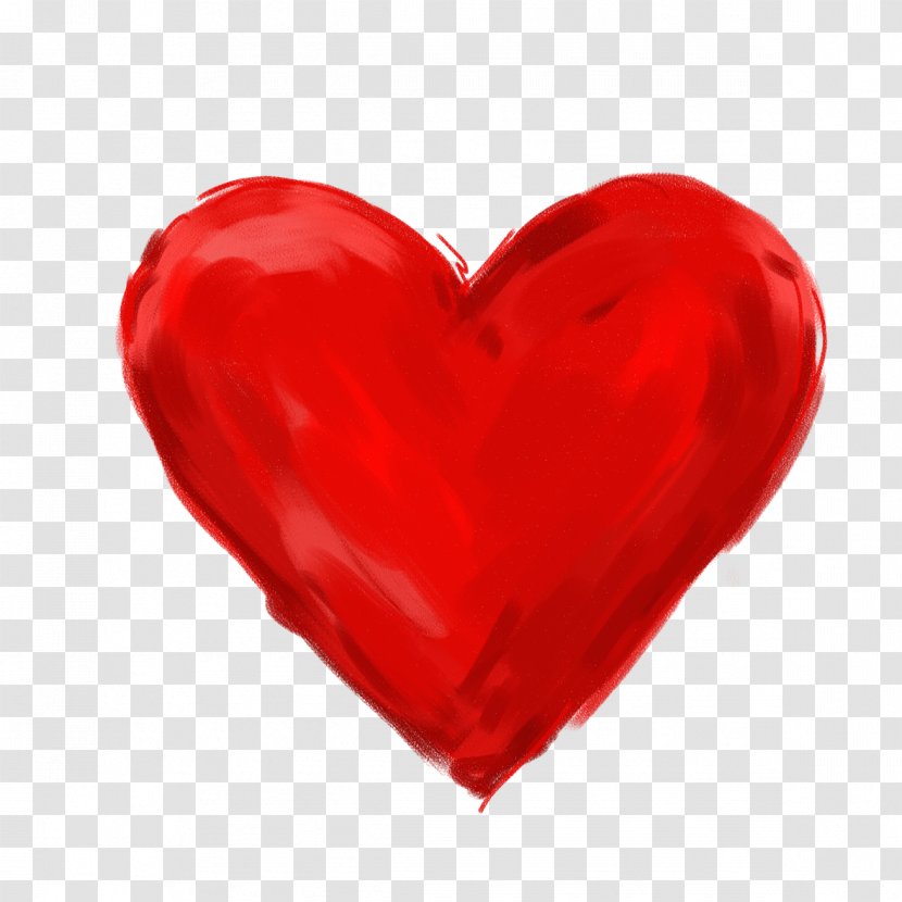Heart Love Red Valentines Day - Hand-painted Transparent PNG