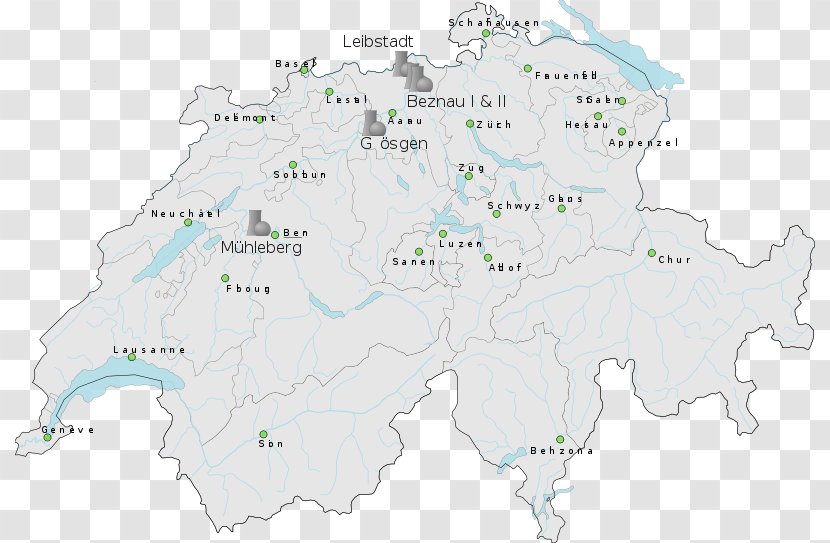 Nuclear Power In Switzerland Les Centrales Nucléaires Plant Station - Energy - Map Transparent PNG