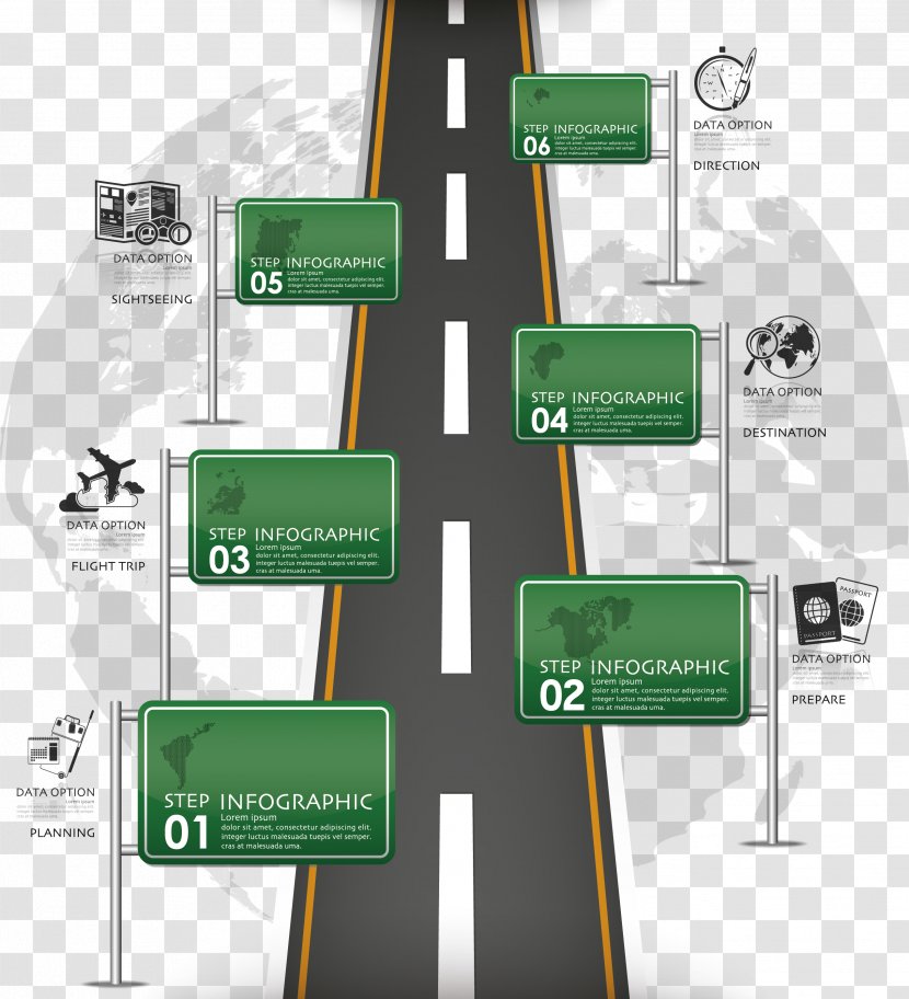 Road Infographic Traffic Sign Royalty-free - Street - Vector Transparent PNG