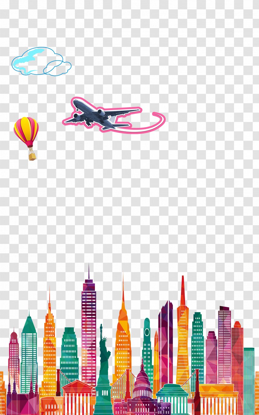 Chicago Silhouette - Magenta - Creative Travel Posters Transparent PNG