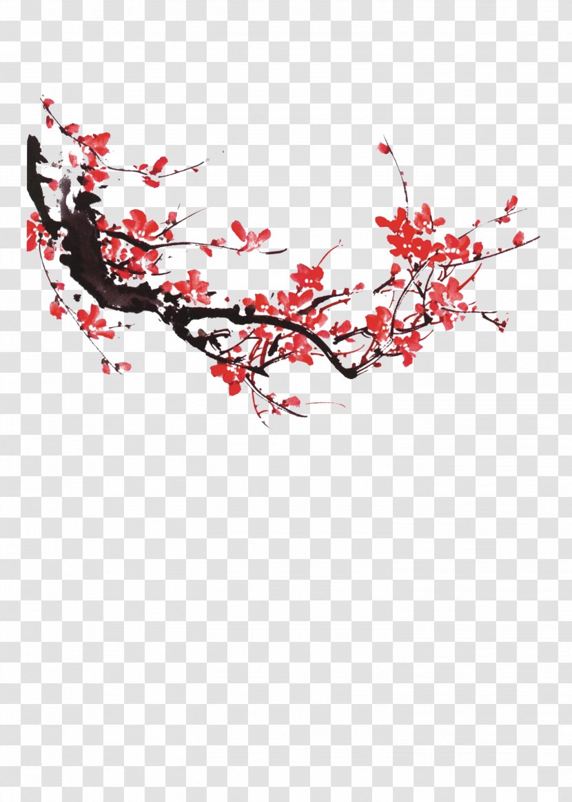 China Chinese New Year Ink Clip Art - Tree - Plum Flower Transparent PNG