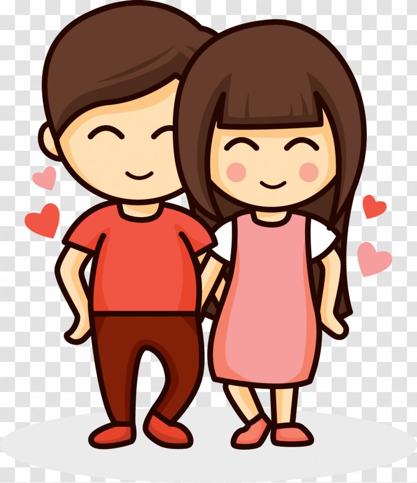 Love Couple Drawing Romance Hug - Flower - Cartoon Warm Transparent PNG