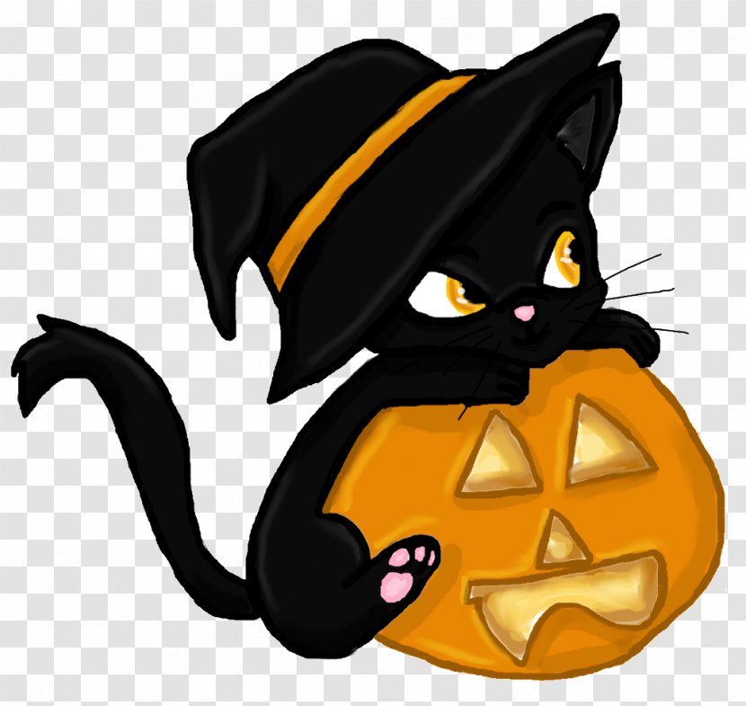 Black Cat Kitten Halloween Clip Art - Small To Medium Sized Cats - Witch Transparent PNG