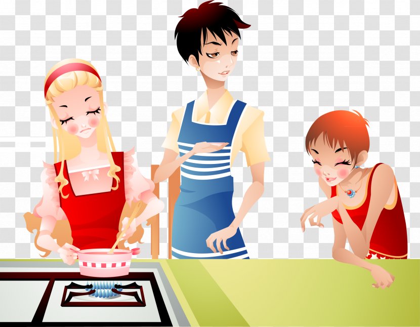 Child Cartoon Cooking Illustration - Silhouette - People In The Kitchen Transparent PNG