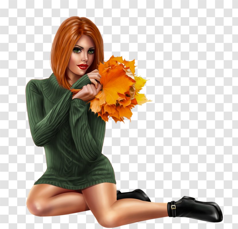 Woman Autumn Drawing Clip Art - Flower Transparent PNG