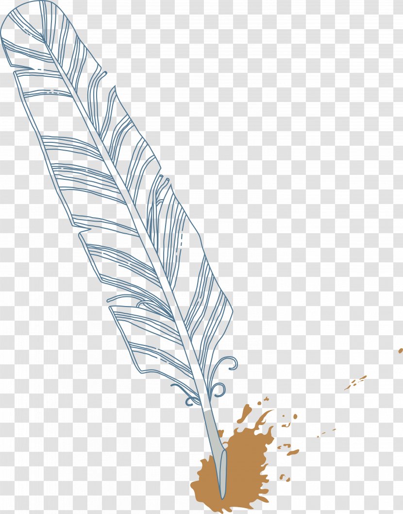 Paper Quill Feather - Leaf - Hand Painted Pen Transparent PNG
