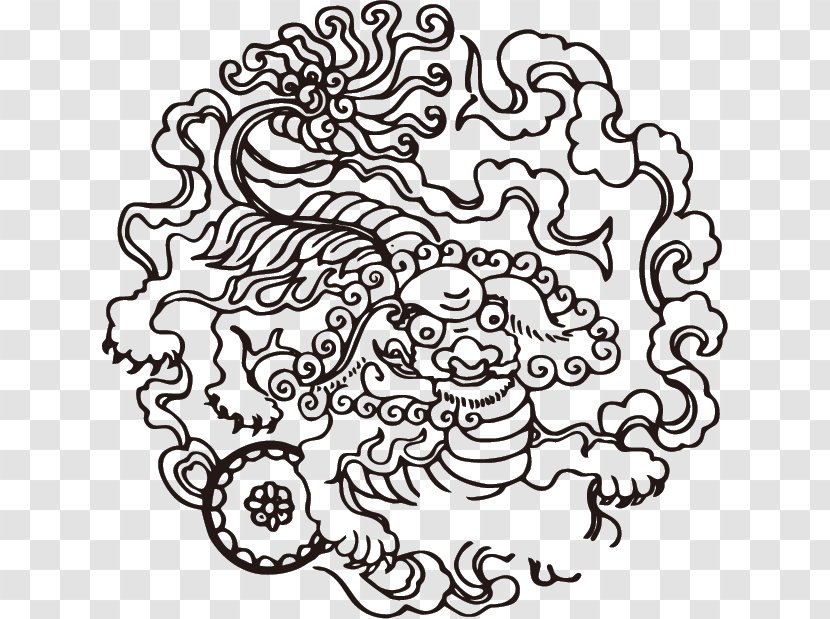 Qilin Clip Art - Artwork - Classical Dragon Playing With A Pearl Pattern Transparent PNG